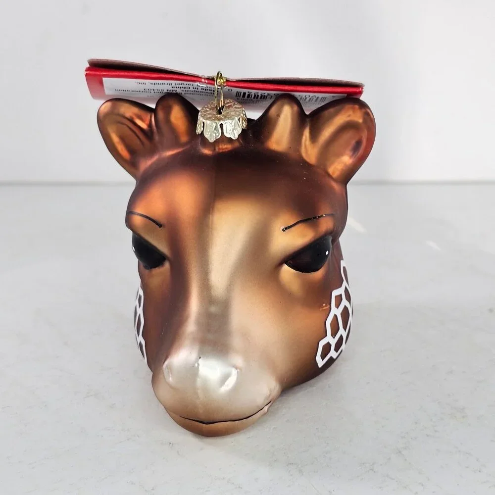Giraffe Head Glass Christmas Ornament Brown White With Tag Target 2015